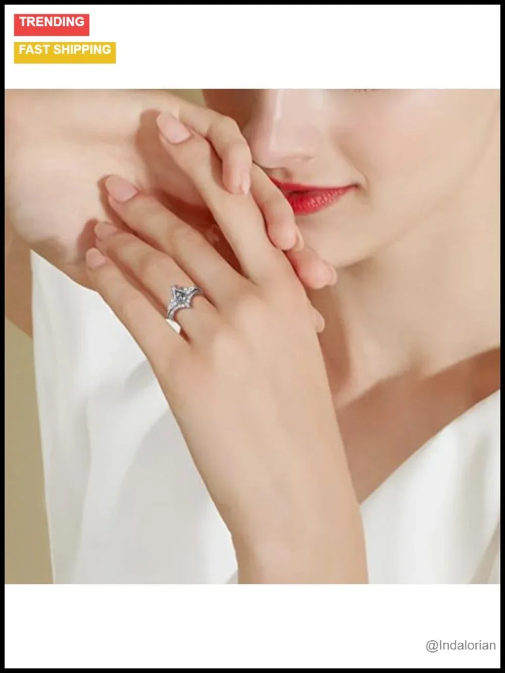 Sterling Silver Kite Cut Engagement Ring Set Women Size 8 Wedding